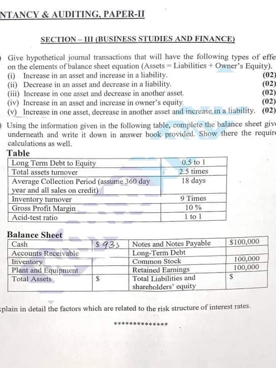 Accoutancy and Auditing Paper 2 Page 2 CSS 2021