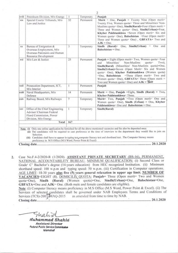 167 Posts of APS announced by FPSC Jobs Advertisement 1 2020