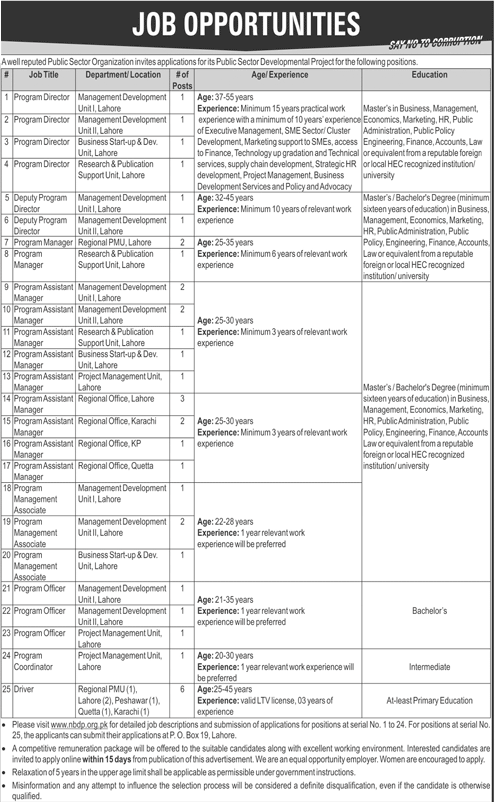 Public Sector Organization Lahore Latest Jobs 2018